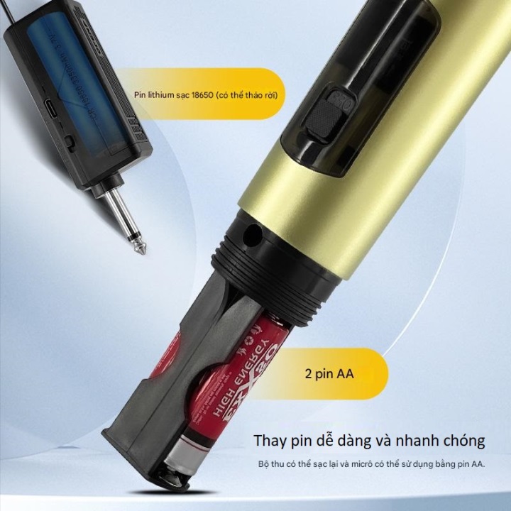 Micro không dây UHF pin tiểu AA LT105